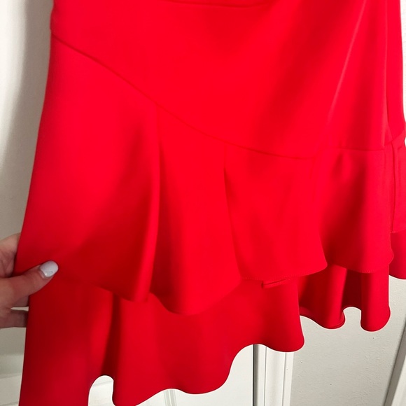 BCBGMaxAzria Bright Poppy Calinda One Shoulder Ruffle Dress - Picture 3 of 4